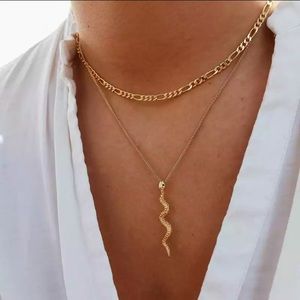 "One Of A Kind" Snake Chain Layered Gold NYC Streetwear Punk Statement Necklace